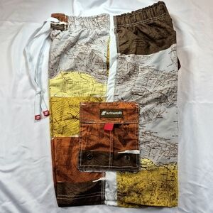 NWOT Rare Vintage Surf Mentality All Over Print Map Board Shorts Men's 30 Waist